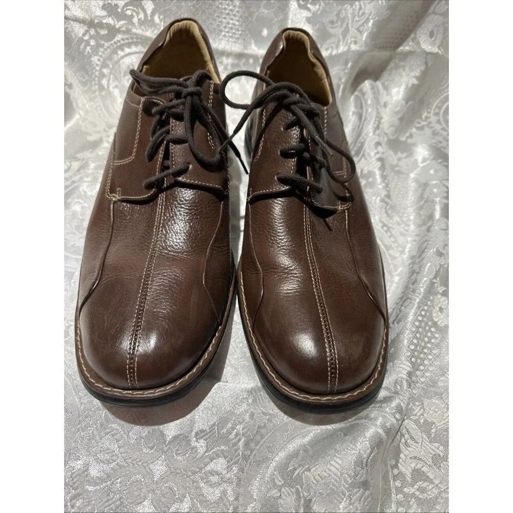 JOHNSTON & MURPHY Sheep Skin Leather Shoes Made In Brazil- Brown- Size 10.5